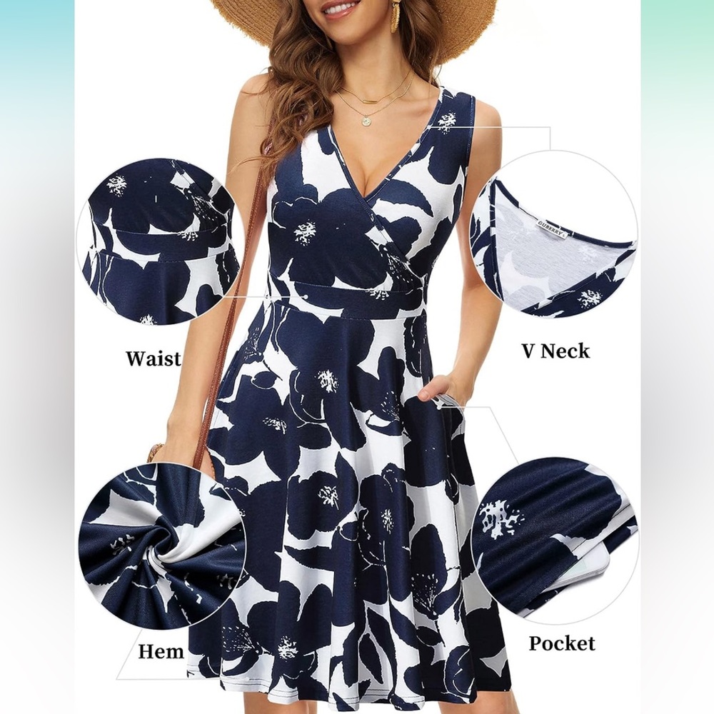 Blue and White Floral Cotton Dress